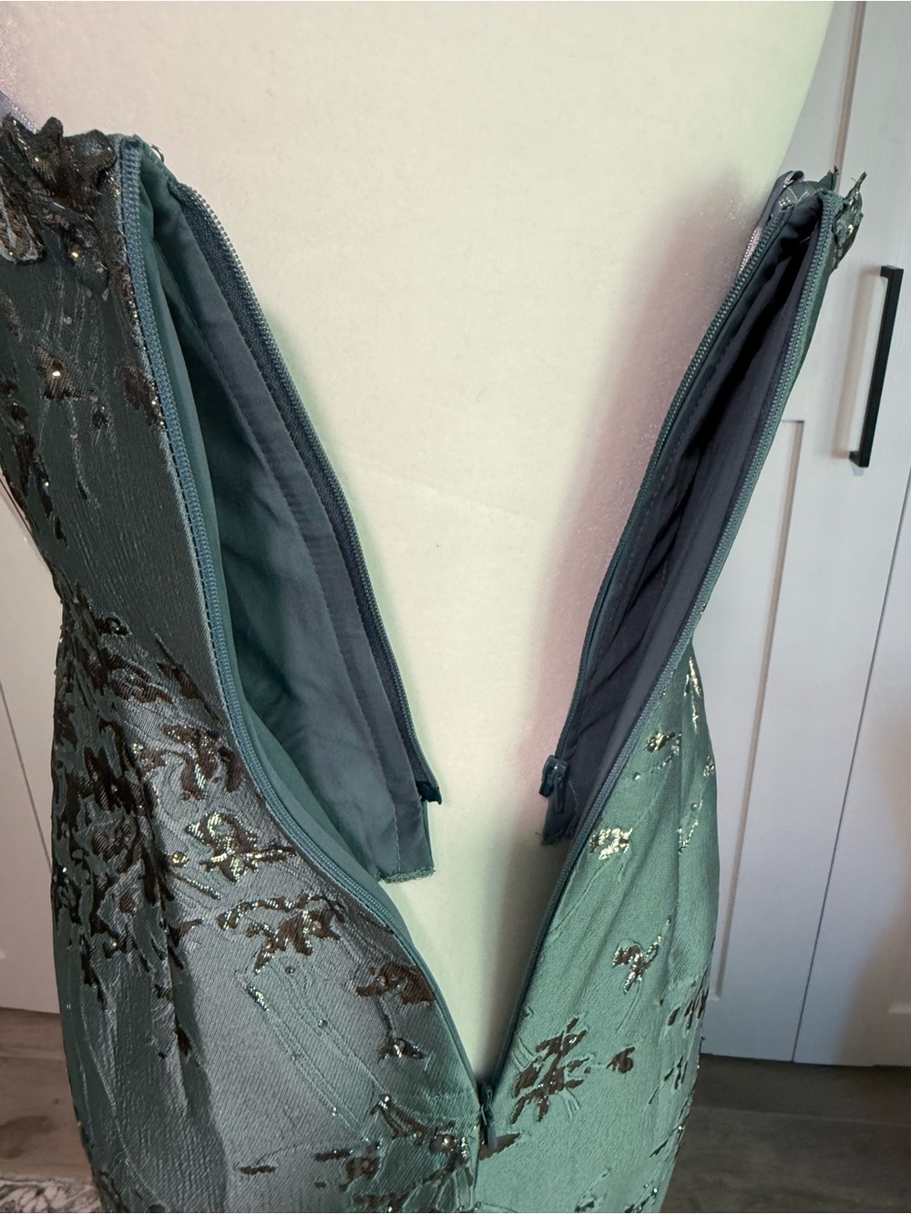 Rene Ruiz Sage Green Embroidered Evening Gown - Picture 7 of 11